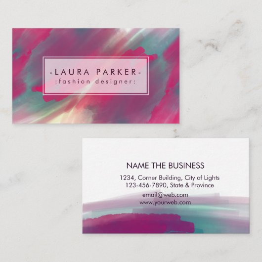 Aquarellpinken Spritzer Abstrakt Makeup Artist Visitenkarte (Vorne/Hinten)