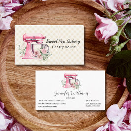 Aquarellpinken Steppmixer Bakery Business Card Visitenkarte