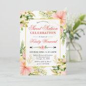 Aquarellpinken tropische Blume 16 . Geburtstag Einladung (Stehend Vorderseite)