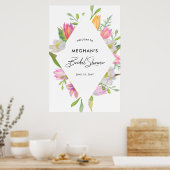 Aquarellpinken Tulip Brautparty Willkommenspender Poster (Küche)