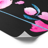 Aquarellpinken und Blumenzweige nahtlos Poster (Ecke)