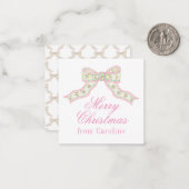 Aquarellpinken und grüner Schmetterling Weihnachte Mitteilungskarte (Vorderseite/Rückseite Beispiel)