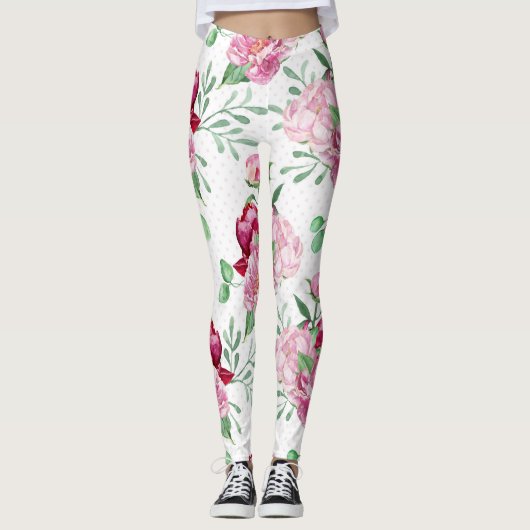 Aquarellpinkerbäume Leggings (Vorderseite)
