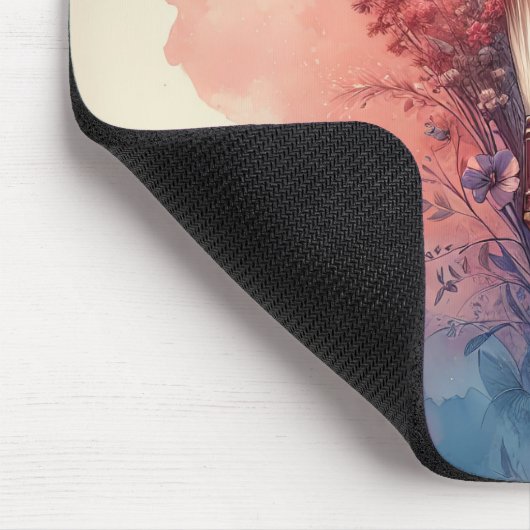 Aquarellpinsel mit Blumenstrauß Mousepad (Ecke)