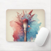 Aquarellpinsel mit Blumenstrauß Mousepad (Mit Mouse)