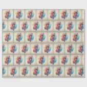 Aquarellpinsel und Blume Geschenkpapier (Flach)