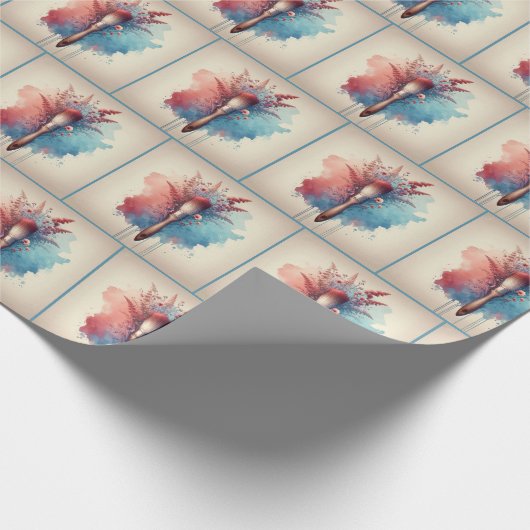Aquarellpinsel und Blume Geschenkpapier (Ecke)