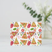 Aquarellpizza Muster Feiertagspostkarte (Stehend Vorderseite)