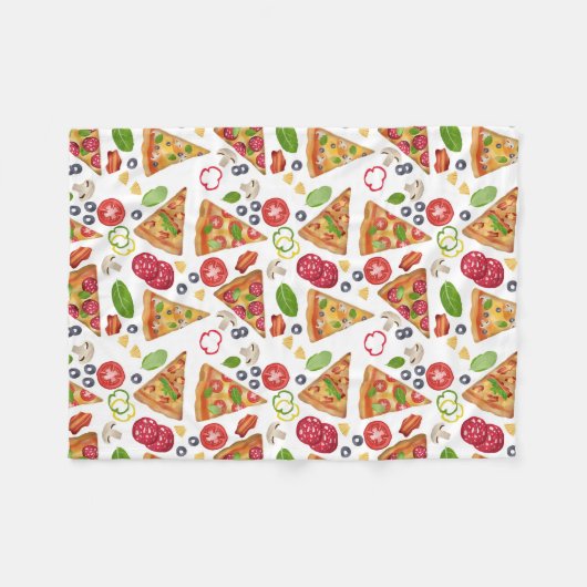Aquarellpizza Muster Fleecedecke (Vorderseite (Horizontal))