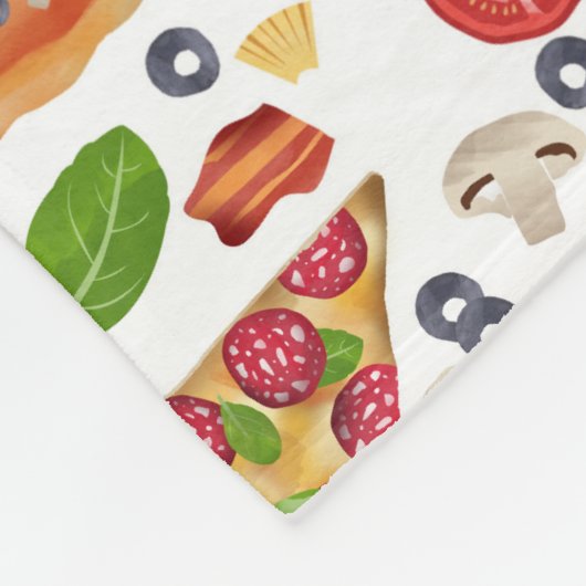 Aquarellpizza Muster Fleecedecke (Ecke)