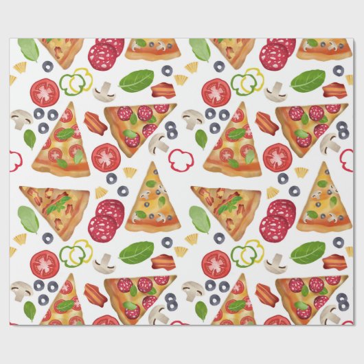 Aquarellpizza Muster Geschenkpapier (Flach)