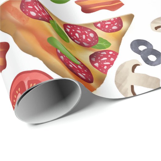 Aquarellpizza Muster Geschenkpapier (Rolleneckpunkt)