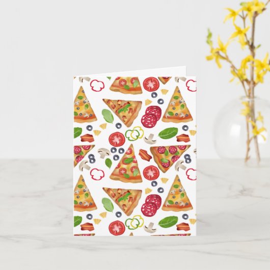 Aquarellpizza Muster Karte (Gelbe Blume)