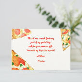 Aquarellpizza Party Geburtstag Dankeskarte (Stehend Vorderseite)