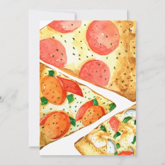 Aquarellpizza Party Geburtstag Einladung (Rückseite)