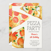 Aquarellpizza Party Geburtstag Einladung (Vorne/Hinten)