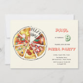 Aquarellpizza Party Geburtstag Einladung (Vorderseite)