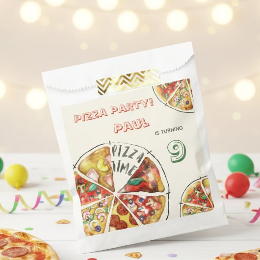 Aquarellpizza Party Geburtstag Geschenktütchen