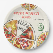 Aquarellpizza Party Geburtstag Pappteller (Vorderseite)
