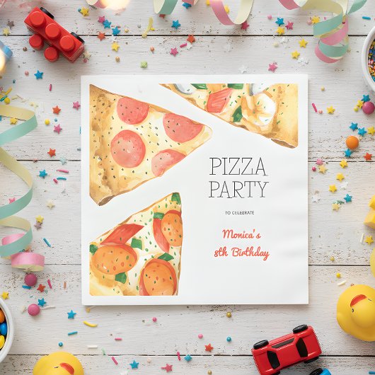 Aquarellpizza Party Geburtstag Serviette