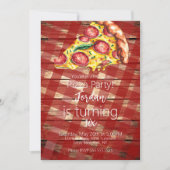 Aquarellpizza Slices Birthday Party Script B Einladung (Vorderseite)