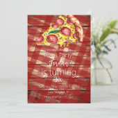 Aquarellpizza Slices Birthday Party Script B Einladung (Stehend Vorderseite)