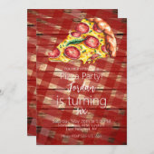 Aquarellpizza Slices Birthday Party Script B Einladung (Vorne/Hinten)