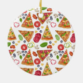 Aquarellpizza Weihnachtsbaum Sonniger Individuelle Keramik Ornament (Hinten)