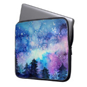Aquarellplatz Art: Night Sky Trees Laptopschutzhülle (Vorderseite Links)