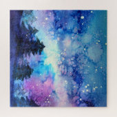 Aquarellplatz Art: Night Sky Trees Puzzle (Horizontal)