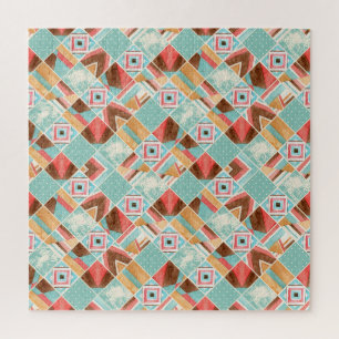 Aquarellplatz, geometrischer Hintergrund mit Flick Puzzle