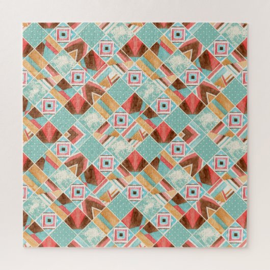 Aquarellplatz, geometrischer Hintergrund mit Flick Puzzle (Vertikal)
