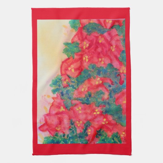 Aquarellpoinsettia Swag im Weihnachtsbaum Handtuch (Vertikal)