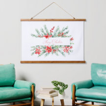 Aquarellpoinsettia und Grünpflanzen Weihnachten