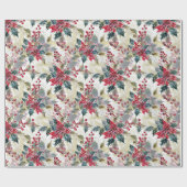 Aquarellpoinsettia & Weihnachten Geschenkpapier (Flach)