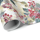 Aquarellpoinsettia & Weihnachten Geschenkpapier (Rolleneckpunkt)