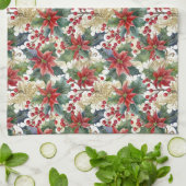 Aquarellpoinsettie und Weihnachtsmuster Geschirrtuch (Gefaltet)