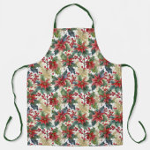 Aquarellpoinsettie und Weihnachtsmuster Schürze (Vorderseite)