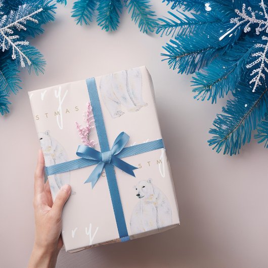 Aquarellpolar Bär Moderne Typografie Weihnachten Geschenkpapier