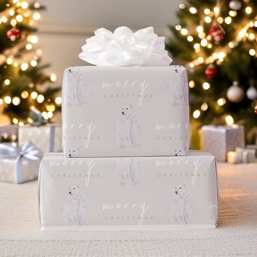 Aquarellpolar Bär Moderne Typografie Weihnachten Geschenkpapier