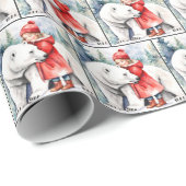 Aquarellpolar mit Mädchen Geschenkpapier (Rolleneckpunkt)