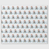 Aquarellpolarbären Skifahren auf Schnee Geschenkpapier (Flach)