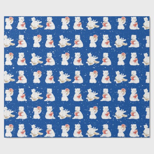 Aquarellpolare Bären in Schneeflocken Geschenkpapier (Flach)