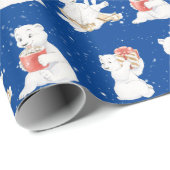 Aquarellpolare Bären in Schneeflocken Geschenkpapier (Rolleneckpunkt)