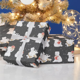 Aquarellpolare Bären in Schneeflocken Geschenkpapier