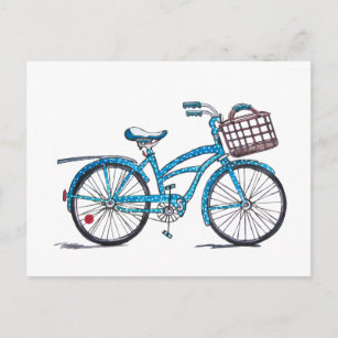 Aquarellpolka Dot Bicycle Postkarte