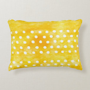 Aquarellpolka Dot - Gelb und Weiß erdig (1) Dekokissen