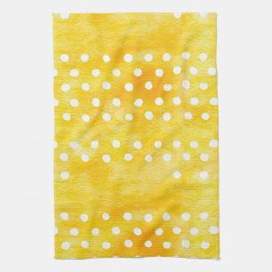 Aquarellpolka Dot - Gelb und Weiß erdig (1) Geschirrtuch