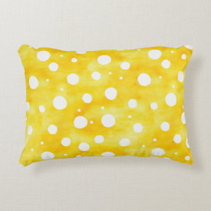Aquarellpolka Dot - Gelb und Weiß erdig (2) Dekokissen