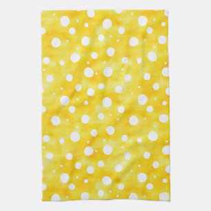 Aquarellpolka Dot - Gelb und Weiß erdig (2) Geschirrtuch